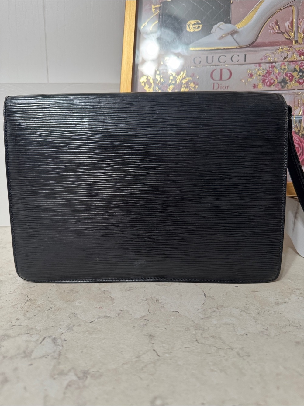 Authentic Louis Vuitton Black Epi Leather Wristlet with Gold S Lock - Picture 3 of 13